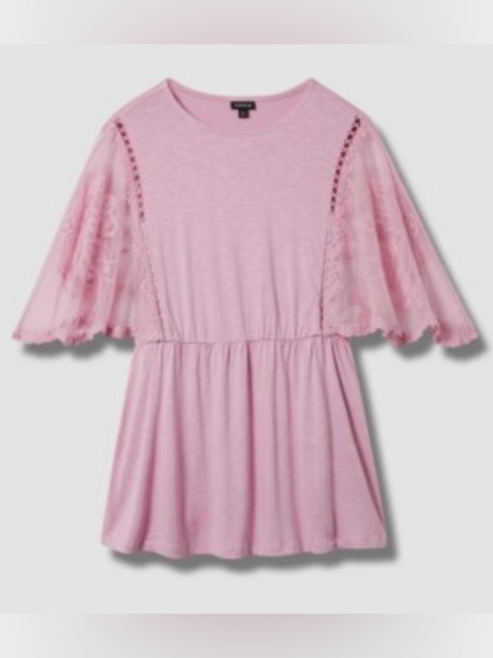 torrid Pink Lace-Sleeve Peplum Top